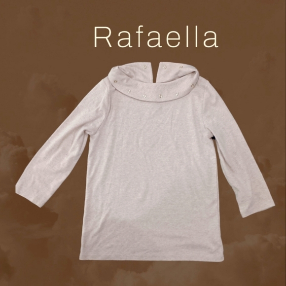 Rafaella Tops - Rafaella Women's Top Heather Brown Beaded Boat Neck 3/4 Sleeve Pullover PS
